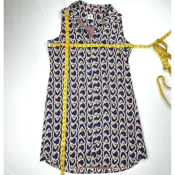 Cabi Amour Heart Print Button Up Sleeveless Shirt Dress - Picture 7 of 8